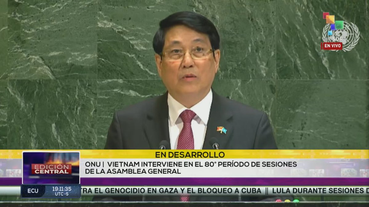 Presidente de #Vietnam compañero Luong Cuong en #AGNU80:

Reafirmamos nuestra solidaridad con el Estado y el pueblo de #Cuba y pedimos a los Estados Unidos que levanten el bloqueo contra Cuba y que quiten a Cuba de la Lista de Estados patrocinadores del terrorismo.