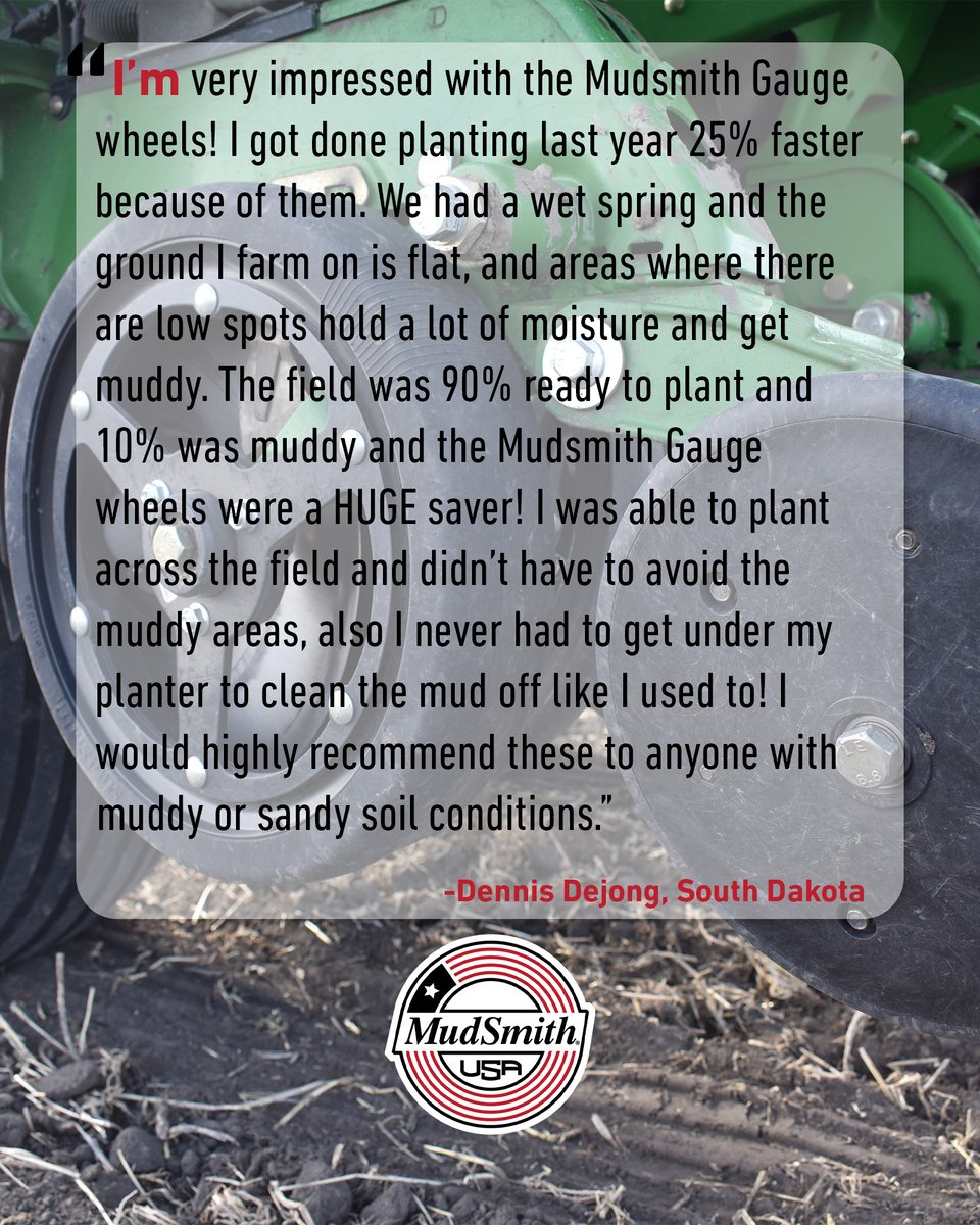Thanks, Dennis. This is why we do what we do to help farmers finish faster and better.
See the difference in your own fields.

#gaugewheels #muddywheels #nomud #spokedgaugewheels #Agriculture #farmer #Planter