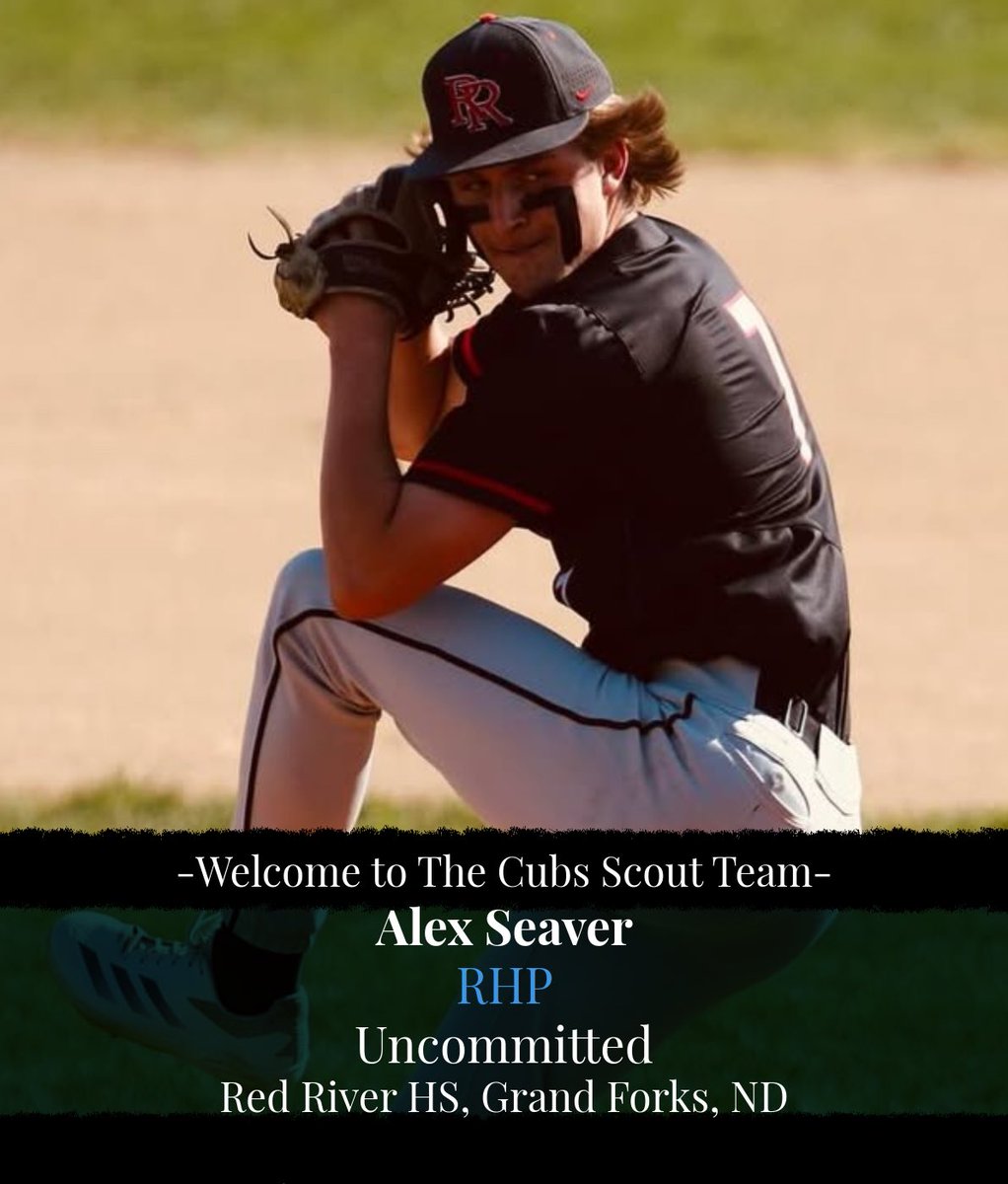 Welcome to Cubs Scout Team <a href="/alexseaver7/">Alex Seaver</a>!

Alex is a 6’3” 200lb RHP touching 90 with great command of offspeed pitches. A high-ceiling arm and one of the top pitchers in North Dakota—we’re excited to have him on board!