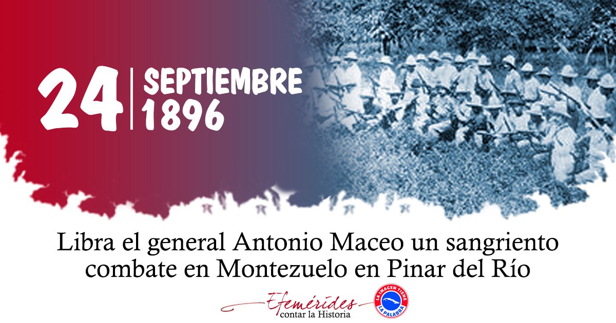 Maceo al frente de 400 patriotas, en Montezuelo tiene el primer gran combate desde el retorno de los Remates de Guane y en posesión de buena cantidad de parque; los cubanos hicieron un fuego intenso sobre el enemigo, que lo obligó a replegarse.
#CubaViveEnSuHistoria