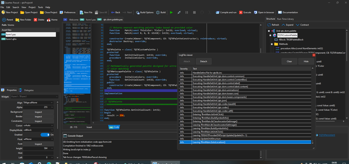 Doing a TON of hardcore debugging and testing. We are at 99.99% and backers will be pleased to receive their licenses and download access this week <3 Building this product took 5 years of my life, 1.5 million lines of code. #QuartexPascal