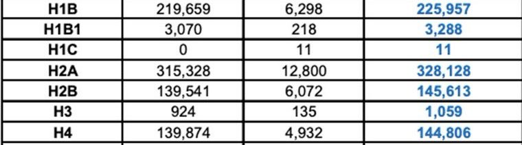 Even if you zoom in on just the H-visas, the numbers are insane: ~820K approvals in a year

And that’s just State Dept. new issuances
USCIS is also processing renewals/extensions/change-of-status / on a scale nobody tracks in one place

Left hand doesn’t know what the right hand