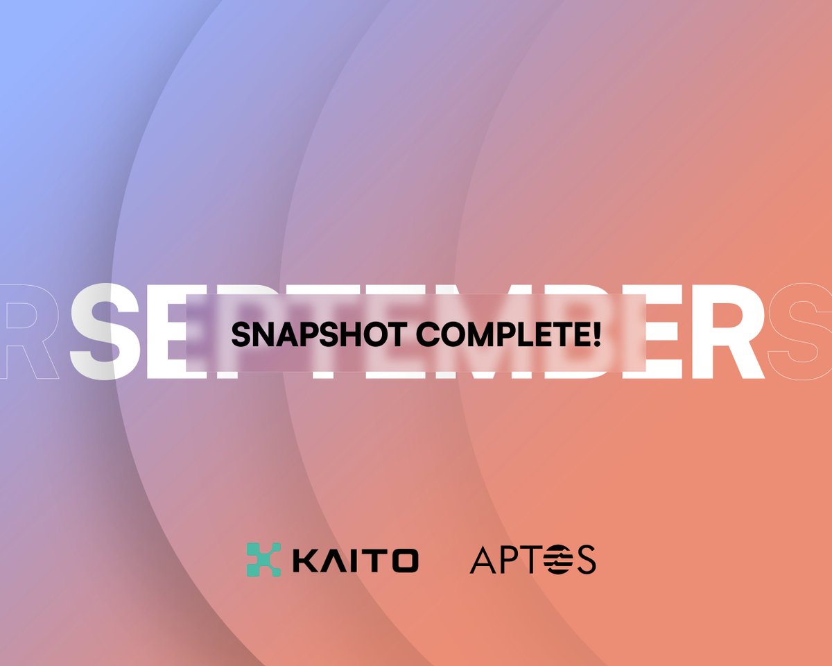 Aptos's tweet photo. Yaptos Update:

The September 21 Snapshot of the @KaitoAI Aptos Leaderboard has been taken. Stay tuned for updates regarding eligibility checks for rewards (T&amp;C apply).

Additionally, stay tuned for upcoming changes to the Kaito Aptos Leaderboard campaign 🫡 https://t.co/eqzke5etQh