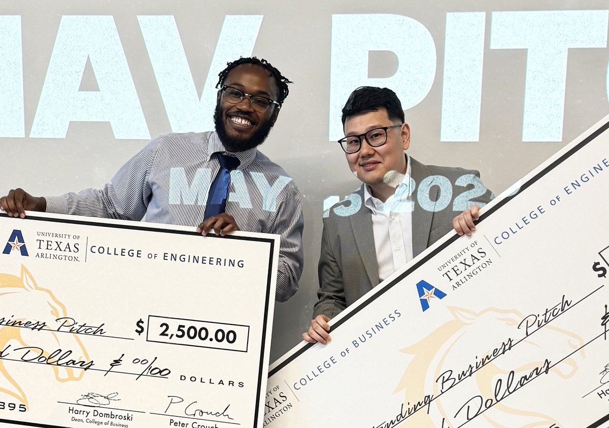 Join us in celebrating two amazing Maverick Scientists, Alisher Talgatov and Broderick Nelson, for earning top prizes at the 2025 MavPitch Competition!

To learn more, check out uta.edu/academics/scho…