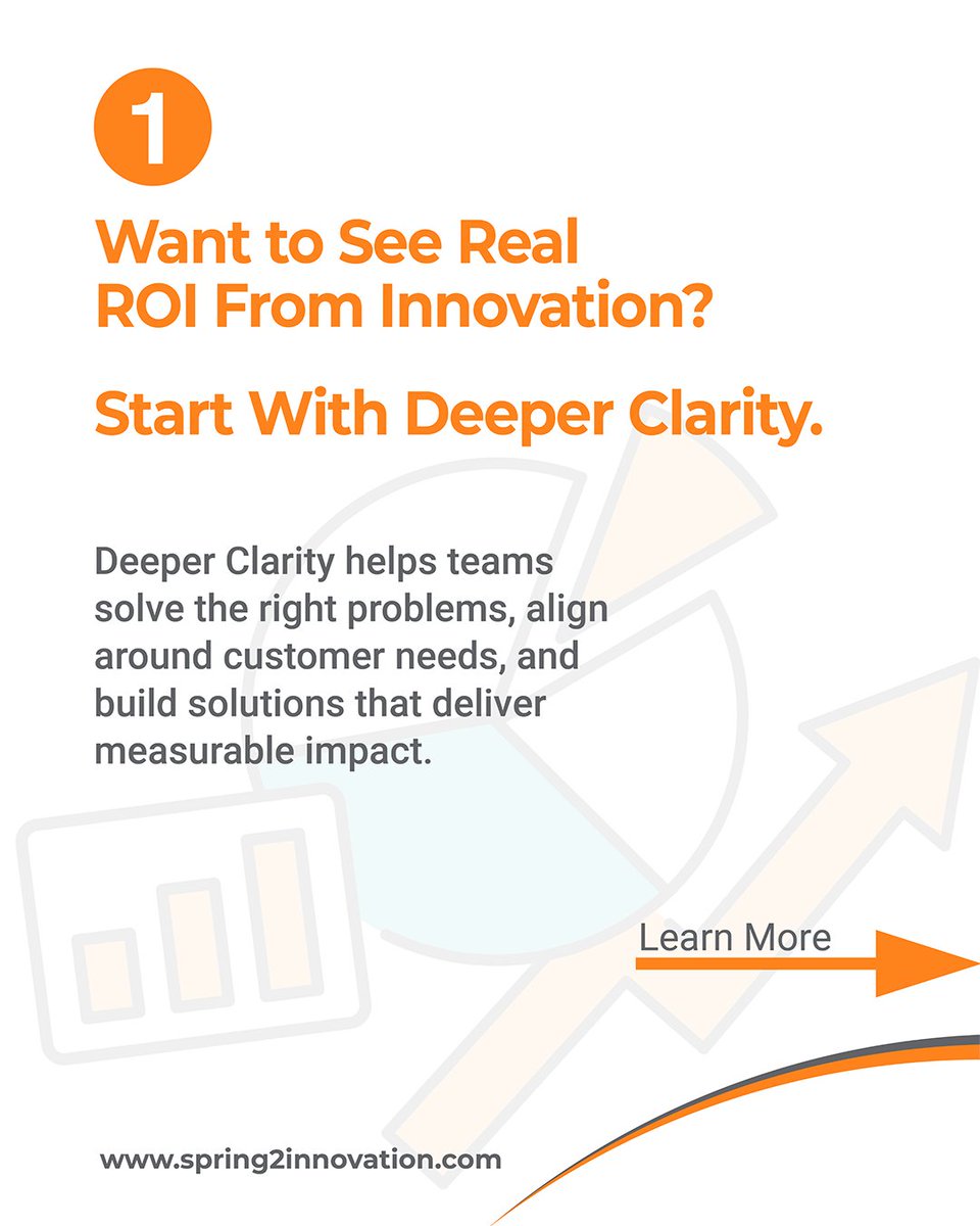Spring2Inno's tweet image. Want to see real ROI from innovation? Start with the Deeper Clarity Method. When teams align around what customers truly need, they solve the right problems, create more valuable solutions and drive results that matter.
zurl.co/GwofQ
#Spring2Innovation
