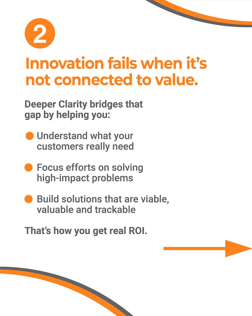 Spring2Inno's tweet image. Want to see real ROI from innovation? Start with the Deeper Clarity Method. When teams align around what customers truly need, they solve the right problems, create more valuable solutions and drive results that matter.
zurl.co/GwofQ
#Spring2Innovation