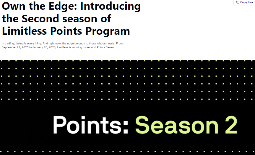 boriz_simons's tweet photo. Season 1 of @trylimitless  Points has officially closed out — and it was a massive success 🎯
Now we’re moving straight into Season 2, running from Sep 22 to Jan 26.
4 full months to grind, trade, and stack points. This is where it gets even bigger 🚀 https://t.co/mNBwu6NIdl