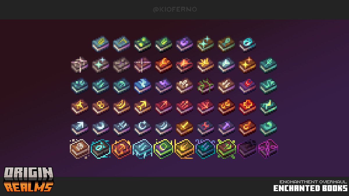 Kioferno's tweet image. Lapis blocks and retextured Enchantment Books I made with @Endergized for @OriginRealms latest update