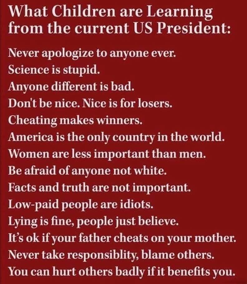 Trump is 100% responsible for the future shitty adults.