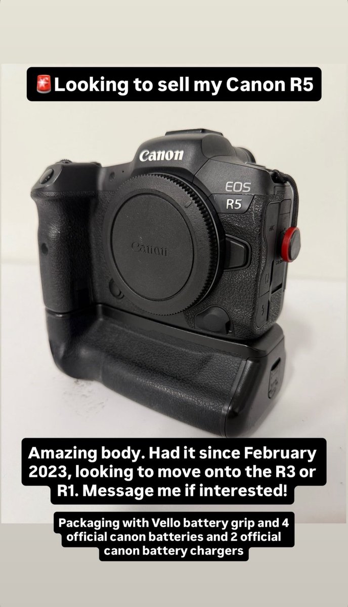 🚨 Looking to sell my Canon R5

Looking for the right buyer!