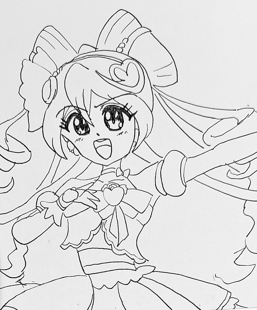 朝からプリキュア色紙下絵描いてました
キュアアイドル、ズキューンですばい
アイドルさんはちょっと書き直し。
ズキューンはなんか書き慣れてきた
