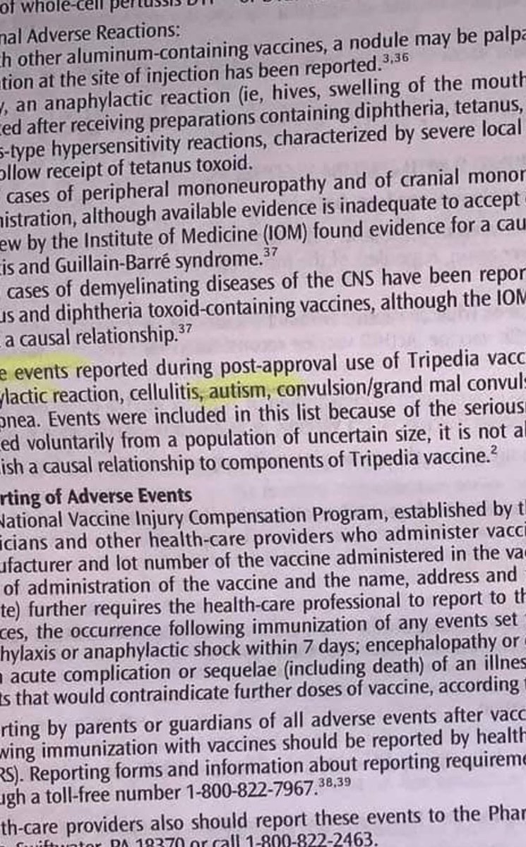 toobaffled's tweet image. A friendly reminder that Autism was listed on  the Vaccine Insert a few years back before it was removed.  They renamed it to Encephalopathy …