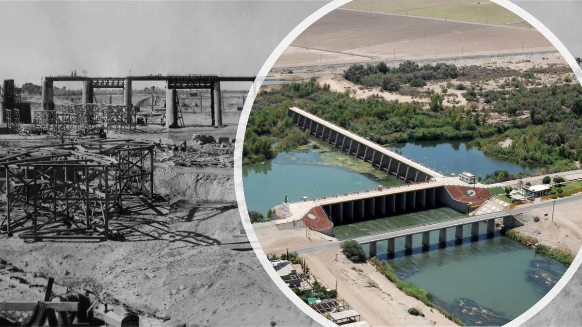 cilamexico's tweet image. Hoy se conmemora el 75 Aniversario de la Presa Morelos del Río Colorado, inaugurada el 23 de septiembre de 1950, y cuya función es derivar hacia México los flujos del Río Colorado provenientes de Estados Unidos que le asigna el Tratado de Aguas de 1944.