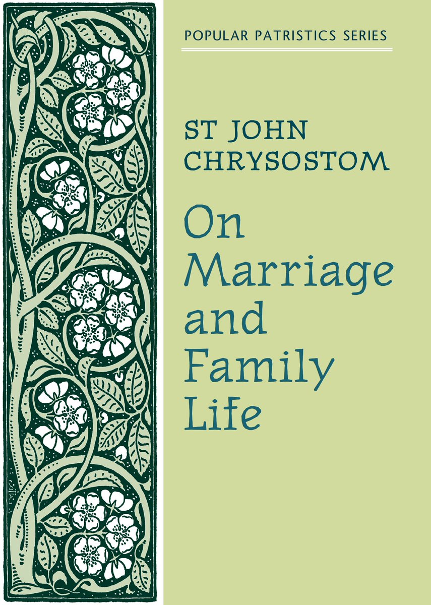 Canonandcreed's tweet photo. John Chrysostom on marriage:

“Marriage does not exist to fill our houses with war and battles, to give us strife and contention, to pit us against each other, and make our life unlivable. It exists in order that we may enjoy another’s help, that we may have a harbor, a refuge and a consolation in troubles which hang over us and that we may converse happily with our wife.”—St. John Chrysostom, On Marriage & Family Life (SVP Press), Homily on 1 Peter 3:7