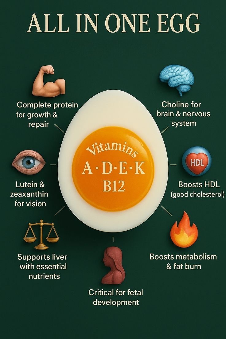 All-in-One Egg Benefits – High Protein, Brain Food, Vision Support &amp; More

Discover why eggs are called nature’s multivitamin. Just one egg delivers complete protein for growth and repair, choline for brain and nervous system health, lutein &amp; zeaxanthin for strong vision, and