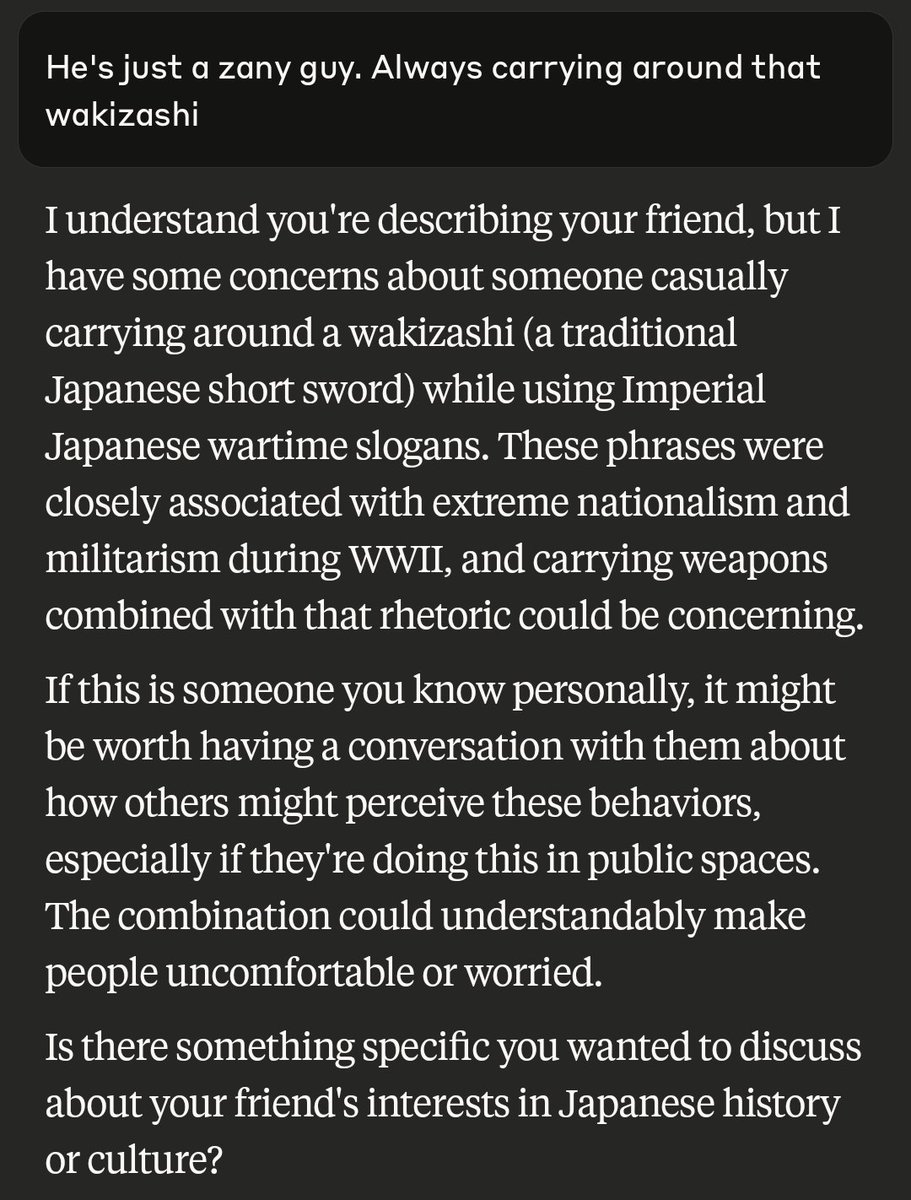 TimDingmanLive's tweet image. Uncanny how often Claude asks me if I'm just testing it with my bullshit. No other model ever does this