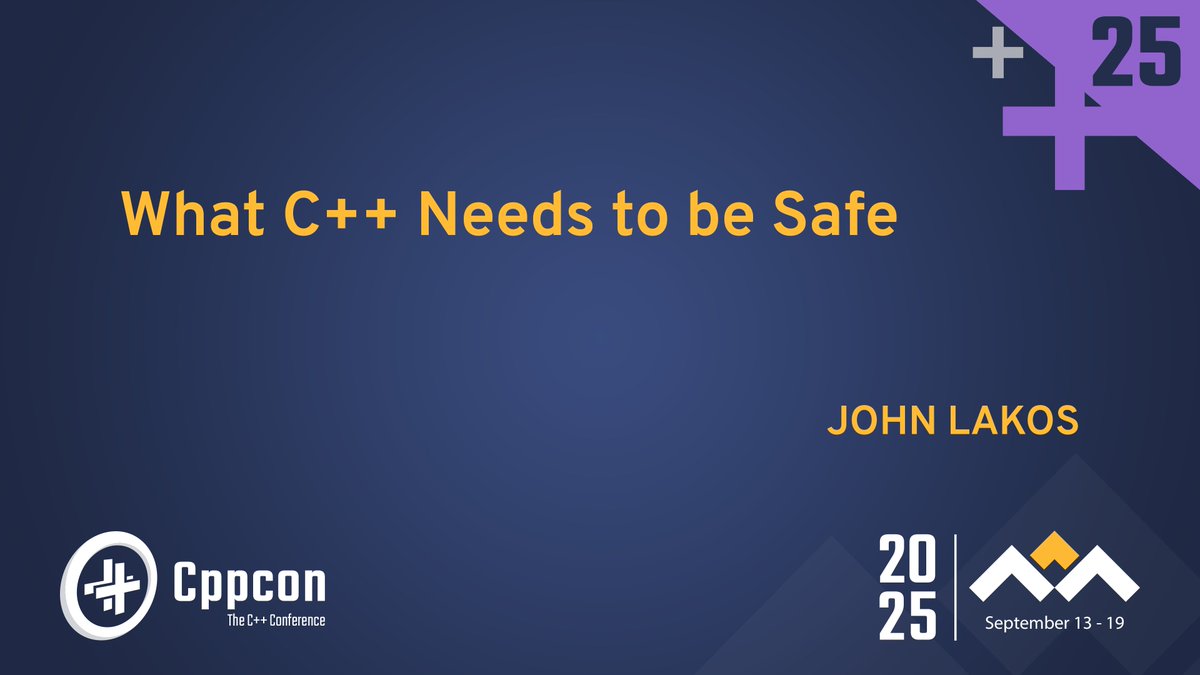 FelippeVelloso's tweet image. At #CppCon 2025 this morning (9 AM MDT), John Lakos will explore how C++ can evolve towards safety-first development, as he dives into safety techniques & presents a roadmap for achieving robust safety guarantees in C++26 & beyond
bloom.bg/48xQI8d
#cpp26 #cpp #cplusplus