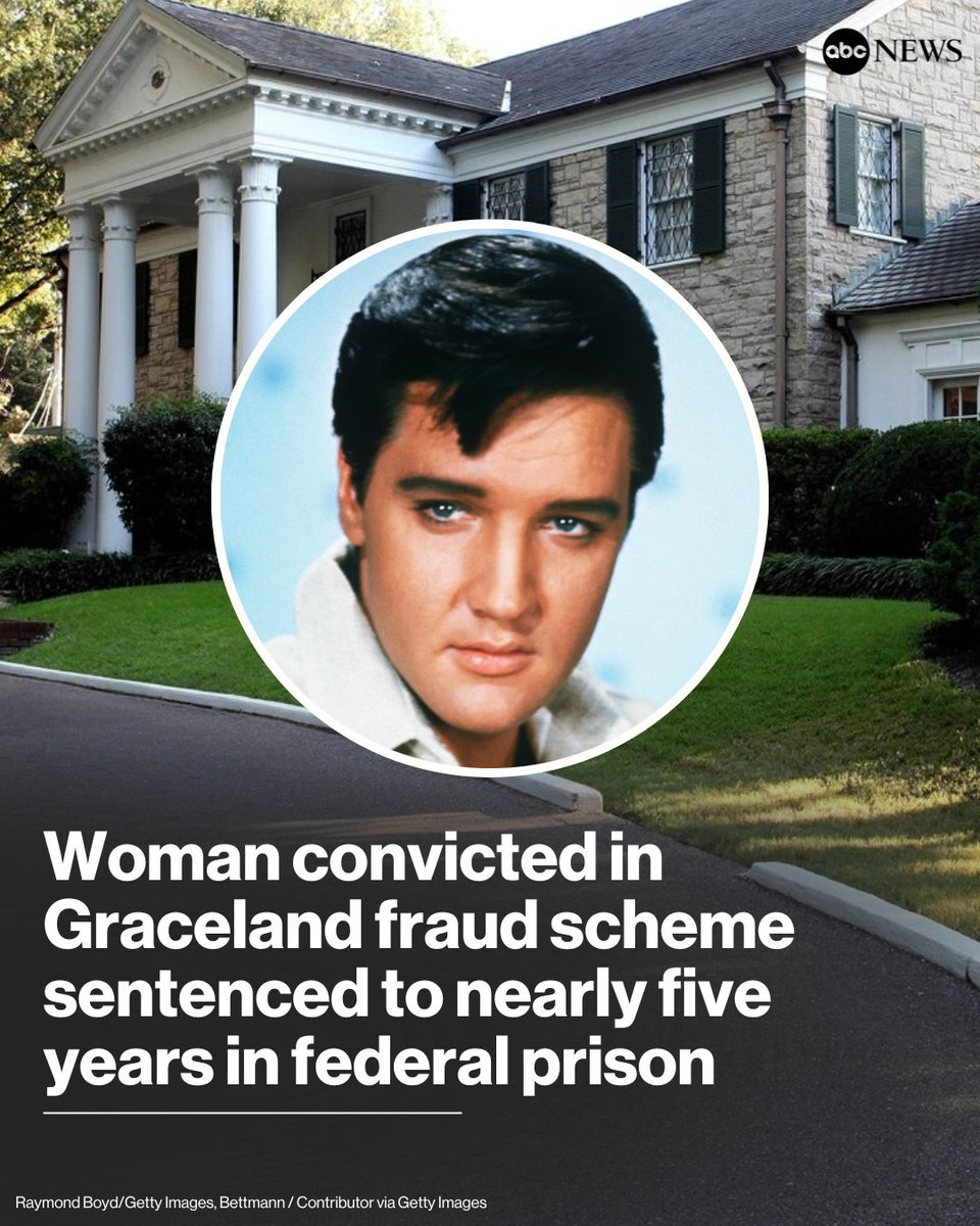 A Missouri woman has been sentenced to nearly five years in federal prison for what prosecutors called a "brazen" attempt to fraudulently put Elvis Presley's Graceland estate up for auction. abcnews.link/zpkzqKM