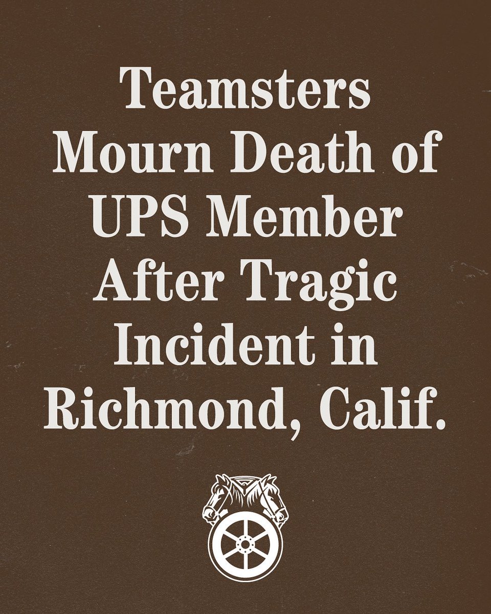 Teamsters (@teamsters) on Twitter photo A UPS Teamsters part-timer represented by Teamsters Local 315 of Martinez, Calif., tragically lost her life during an incident on Sunday while at work in the town of Richmond. The International Union remains in close contact with the affiliate local as a formal investigation A UPS Teamsters part-timer represented by Teamsters Local 315 of Martinez, Calif., tragically lost her life during an incident on Sunday while at work in the town of Richmond. The International Union remains in close contact with the affiliate local as a formal investigation