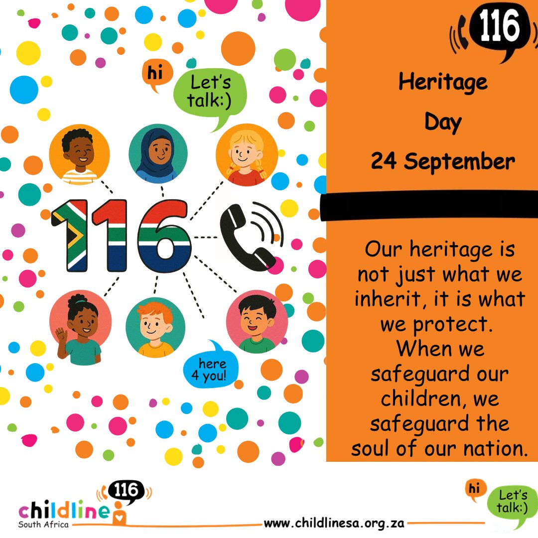This #HeritageDay, we honour the traditions, languages, and values that shape our communities. Let us carry that spirit into how we protect our children, with kindness, courage, and care.

📞 Call us 24X7 on 116 (free from all networks)
