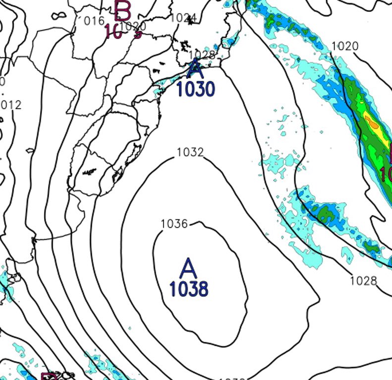 metsul's tweet image. ⚠️ TEMPO | Grande e intenso centro de alta pressão vai impactar o Sul e o Sudeste do Brasil. ▶️ metsul.com/grande-intenso…