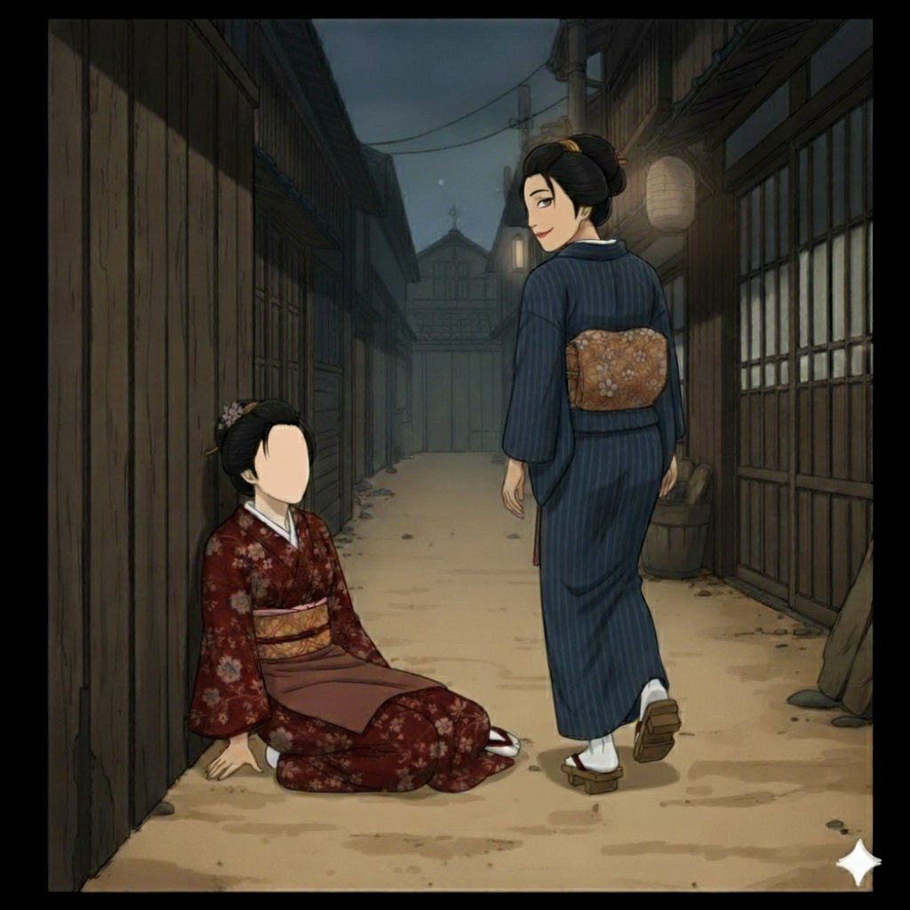 もし…どうかなさいましたか？

ええ…落とし物を…

それは大変。
何を落とされたのですか？

それは…ワタシの顔…

きゃあああっ！？

見つけた…この顔がいいわ…

や、やめ…いやあああっ！！！

…うふふ。親切にしてくださりありがとうございました。
こちらの顔、いただきますね。
#AIイラスト