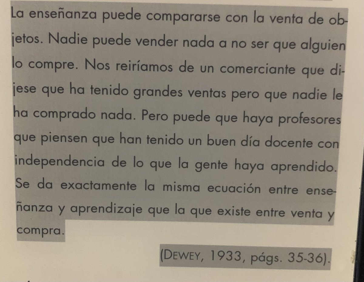 Lo que opina Dewey de la distancia entre la enseñanza y el aprendizaje. 

👇🏻