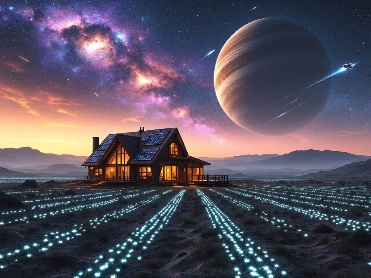 PromptSin's tweet image. Home just got an intergalactic glow-up! ✨🚀 Who&apos;s ready to move to the moon? #SpaceVibes #CosmicLiving