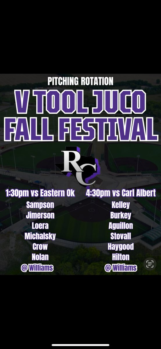 Here is our pitching rotation for tomorrow at the juco fall festival!
