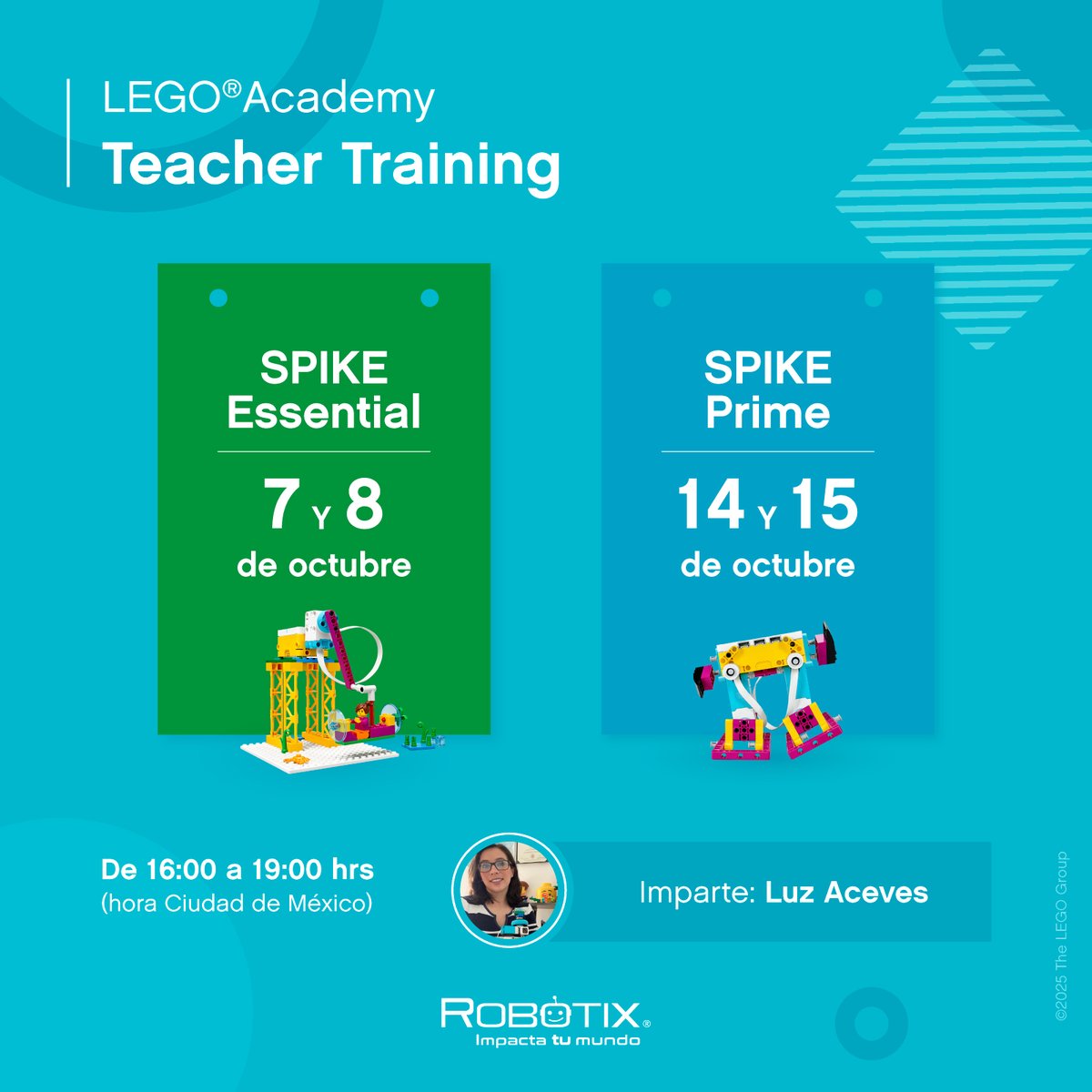 SoyRobotiX's tweet image. 💡 ¡Docentes, lleven la innovación a sus aulas!

Con nuestras próximas capacitaciones LEGO Academy Teacher Training podrán potenciar la creatividad y el aprendizaje STEM+ en sus estudiantes.

✨ ¡Inscríbete hoy y transforma tus clases!

Más información: bit.ly/4gzkETo