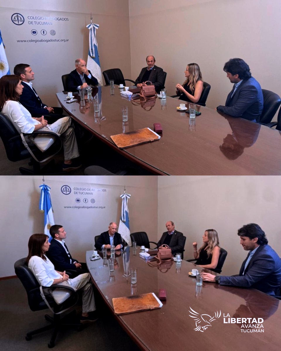 Los candidatos de La Libertad Avanza Tucumán se reunieron con el presidente y la vicepresidenta del Colegio de Abogados de Tucumán.

🤝 Dialogamos sobre nuestras propuestas para el Congreso Nacional, poniendo en el centro a la abogacía y a todos los proyectos en los que tiene
