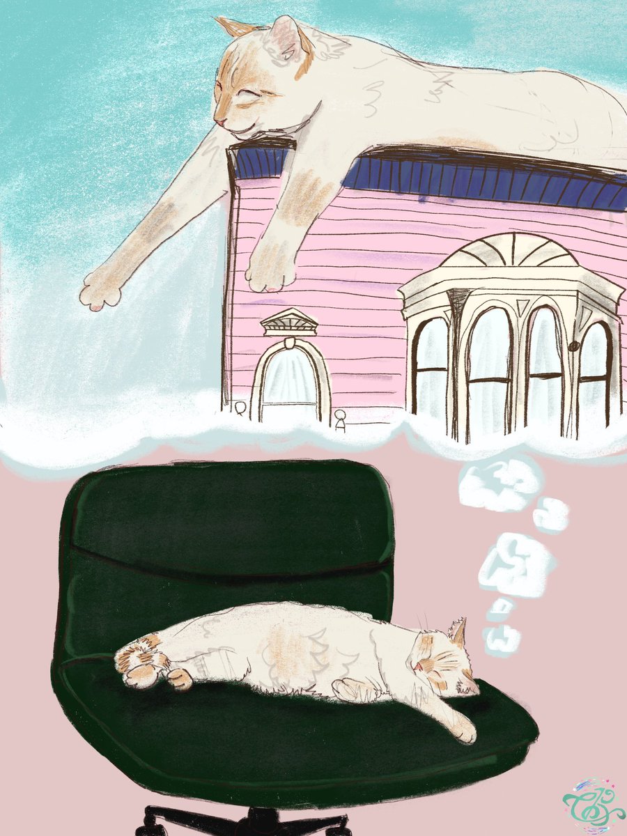 owo_clover's tweet photo. what deckard dreams about. 
7 y/o’s prompt was “giant cat” https://t.co/XMFPgqgi6X