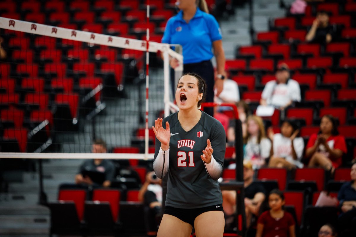 UNLVvball's tweet image. Bringing this energy to the start of @MountainWest play 😤