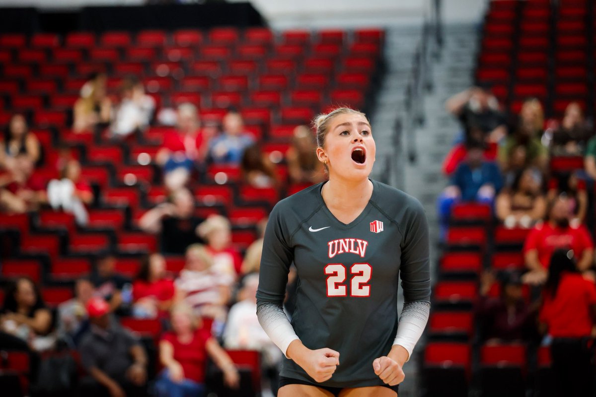 UNLVvball's tweet image. Bringing this energy to the start of @MountainWest play 😤