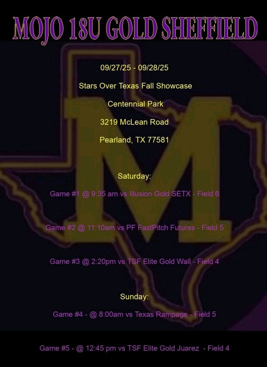 breannalasalle8's tweet photo. Our Schedule for this weekend in #pearlandTx #starsovertexas 
I will be attending camp Friday &amp; can’t wait for our games this weekend #softballschedule #readytoball  
@MojoMid18U @UTDCometSB @TamusaSoftball @CiscoCollegeSB @SanJacSoftball @USTCeltsSB @SAUSoftball @CruSoftball https://t.co/RhGlEKKW3x