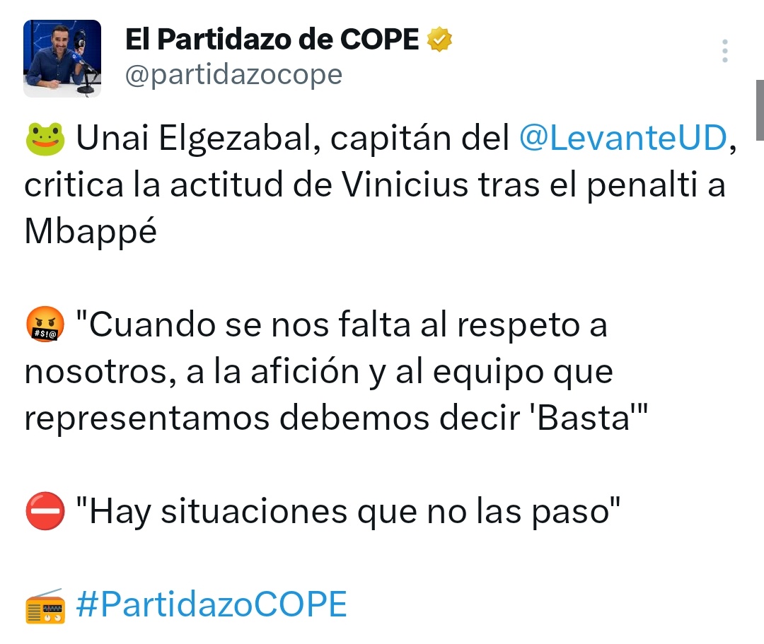 JokerLaporta's tweet photo. El estadio le cantó a Vinicius "Balón de playa" antes y después del gol, y sale Elgezabal que no lo conoce nadie, criticando a Vini pidiendo respeto para ellos y su afición. 

¿Contra el chaval vale todo y él no puede defenderse? QUE YA NO CUELA, ABUSADORES. #LevanteUDRealMadrid https://t.co/xVL3VtS5BI