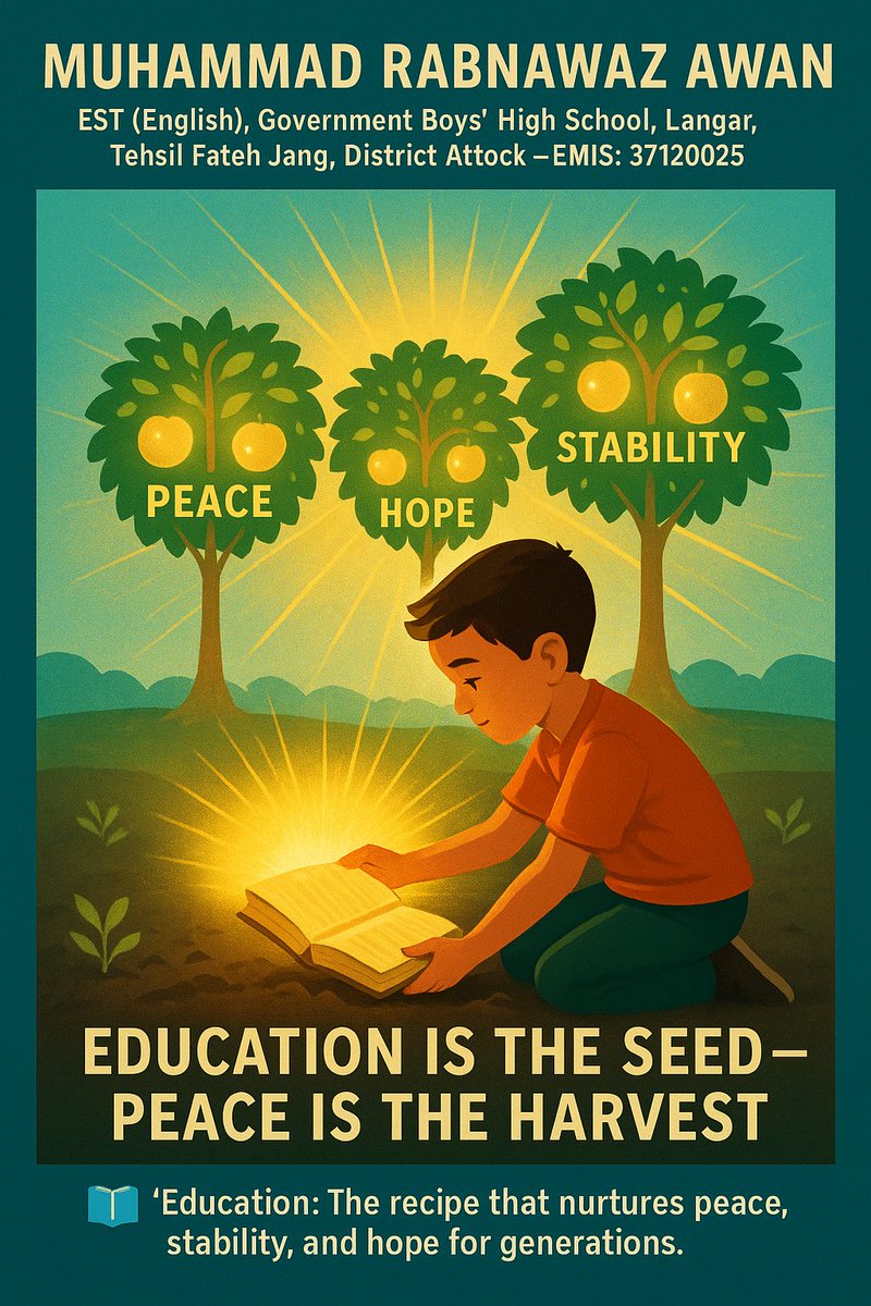 rabnawazminhaj's tweet image. Education: The recipe that nurtures peace, stability, and hope for generations.
#SeedsOfPeace #EducationTransforms #LearningWithPurpose #FromComplianceToConscience #PeaceThroughKnowledge
@Razarumi @RanaSikandarH
@SchoolEduPunjab