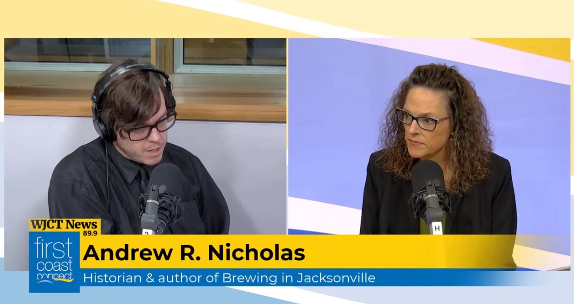 Thank you to Anne Schindler the host of <a href="/FCConair/">First Coast Connect</a> and to @wjctjax for having me on last week to talk about my latest book Brewing In Jacksonville.