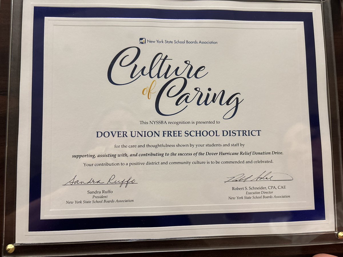 The Dover 2024 Season Football team was presented with a plaque from the New York State School Boards Association this evening in recognition of their invaluable contribution to the Dover community hurricane relief effort last year. The plaque served as a testament to their