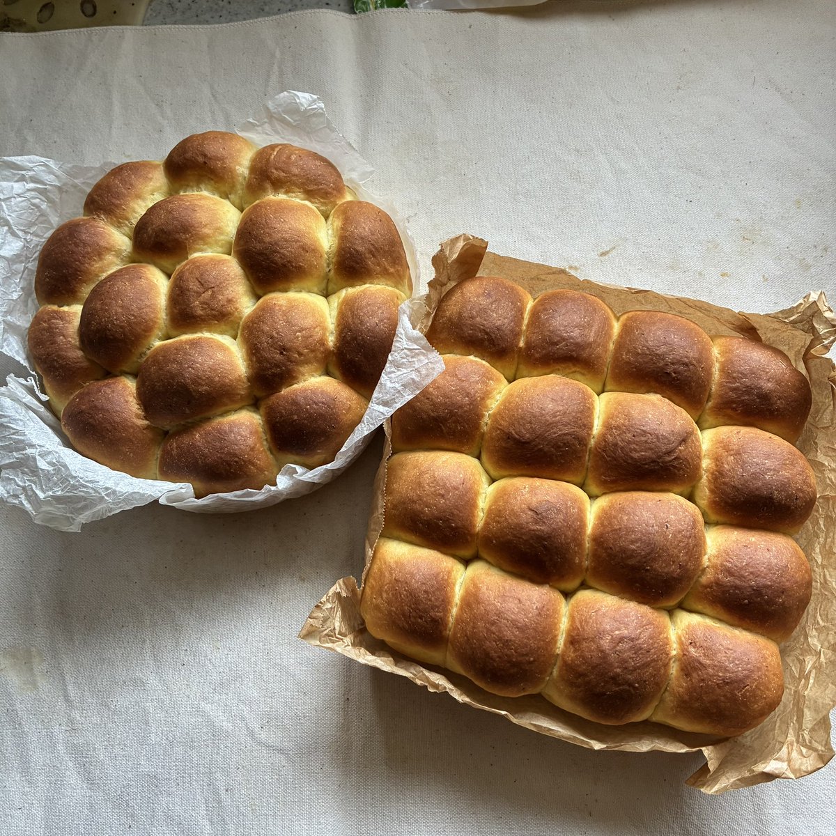 villeab's tweet photo. おはようございます☀️

一気に秋が来た感じ〜
涼しい！

朝活でパン作り🍞
本日はカボチャのちぎりパン、ふわふわです🎃
生地が黄色でかわいい！

連休明けの方もそうではない方も良い一日を💕 https://t.co/CiIvDuVp9L