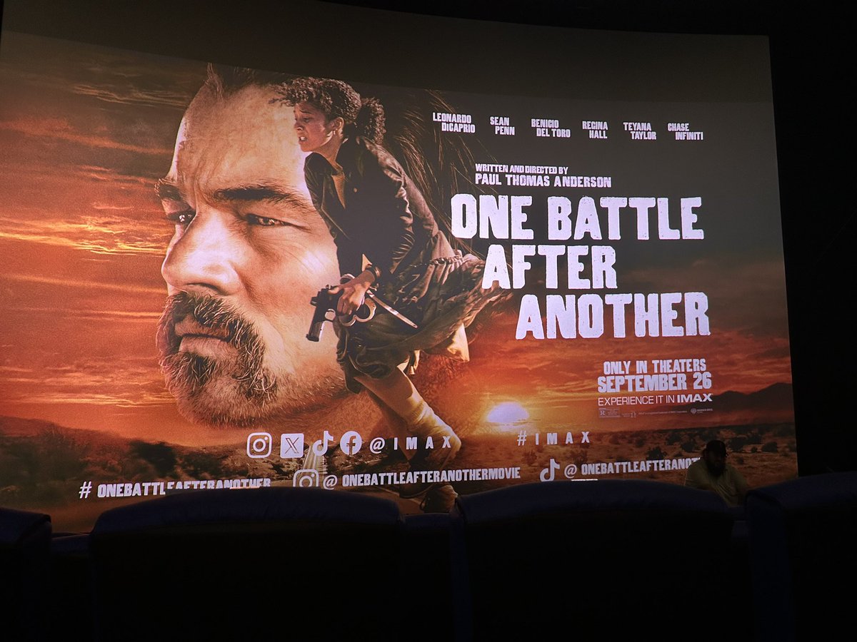 Just forced myself to pee seven times. Don’t ask how. #onebattleafteranother  #IMAX Review coming tomorrow.