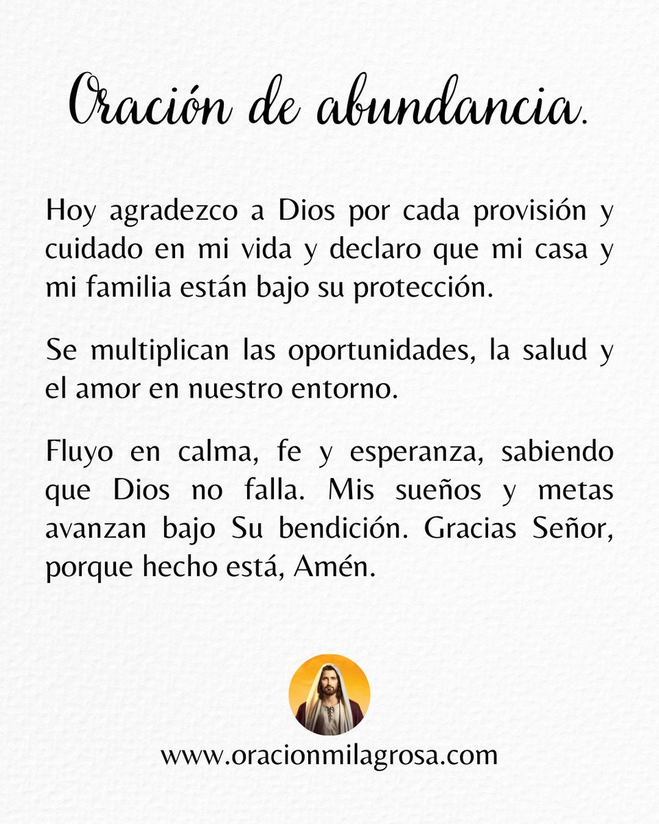 La abundancia que viene de DIOS llenará tu vida, tu familia y tu hogar.

Si así lo crees, responde: AMÉN 🙏