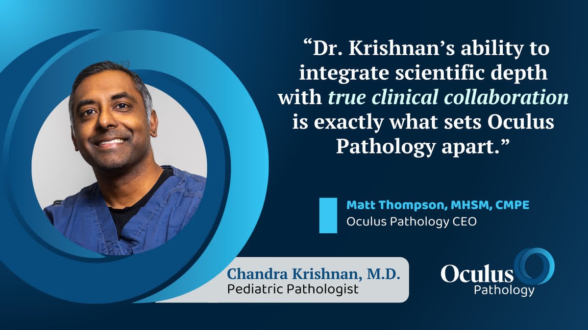 From rare embryonal tumors to complex bone marrow cases, Dr. Chandra Krishnan delivers clarity where it matters most. As director of pediatric pathology services at Oculus Pathology, he combines diagnostic expertise with strong clinical and executive ... thinkoculus.com/pathologist-sp…