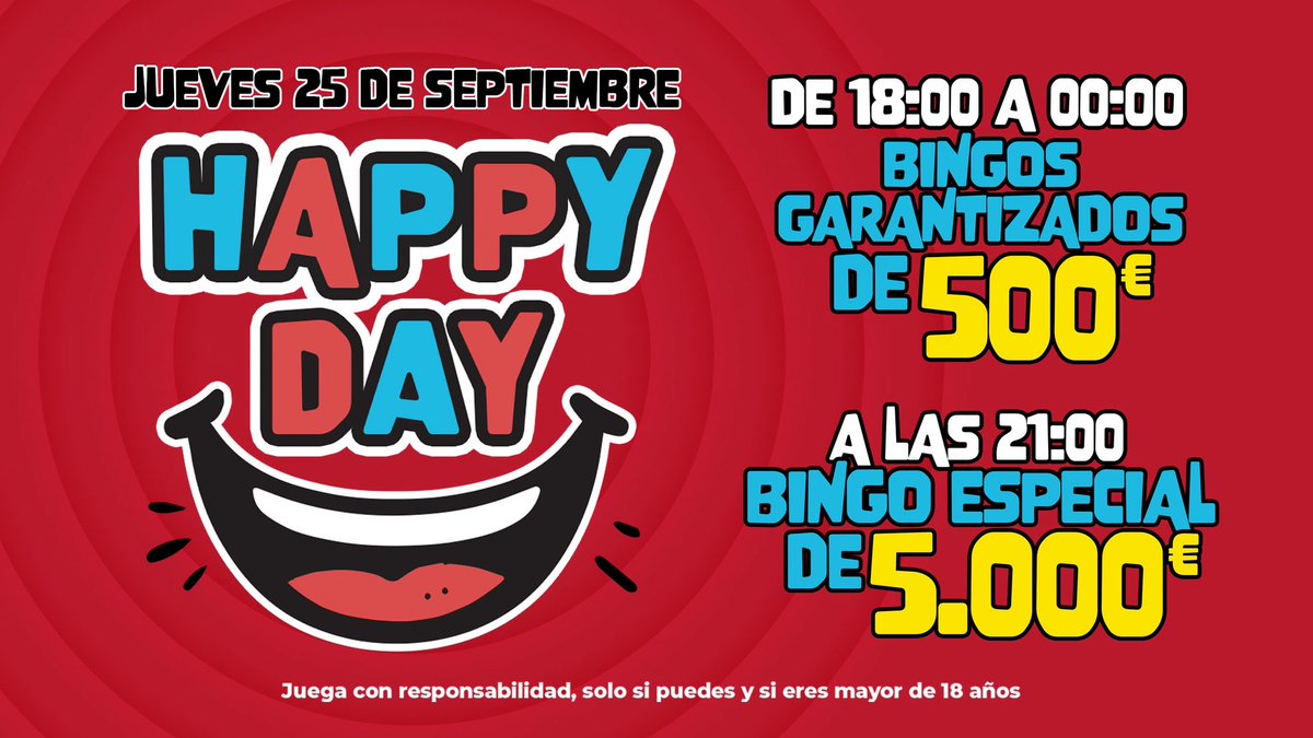 🚨ATENCIÓN🚨 Este jueves 𝐓𝐎𝐃𝐀𝐒 𝐋𝐀𝐒 𝐏𝐀𝐑𝐓𝐈𝐃𝐀𝐒 𝐭𝐞𝐧𝐝𝐫𝐚́𝐧 𝐮𝐧 𝐩𝐫𝐞𝐦𝐢𝐨 𝐦𝐢́𝐧𝐢𝐦𝐨 𝐝𝐞 𝟓𝟎𝟎 € de 18:00 a 00:00 horas.  

😎¡Y 𝐆𝐑𝐀𝐍 𝐁𝐈𝐍𝐆𝐎 𝐝𝐞 𝟓.𝟎𝟎𝟎 € a las 21:00 horas! 

🙌¡Vente a @bingolasvegas! 

#YoSoyDeLasVegas #madrid #ocio