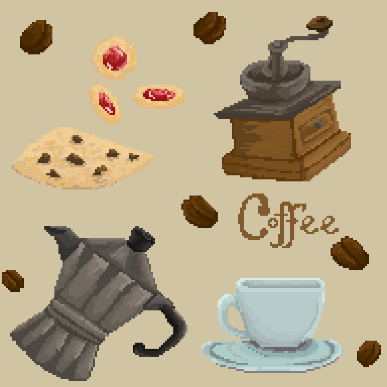 ksartsy's tweet photo. I think it's kinda cute. #pixelart #asepriteart #aseprite #coffee #coffeeshop #bakeryitems #pixelcookie #cookie #cookies #scone #pixelfood #pixelfoodart #pixelillustration #illustration https://t.co/12ZFYviCL0