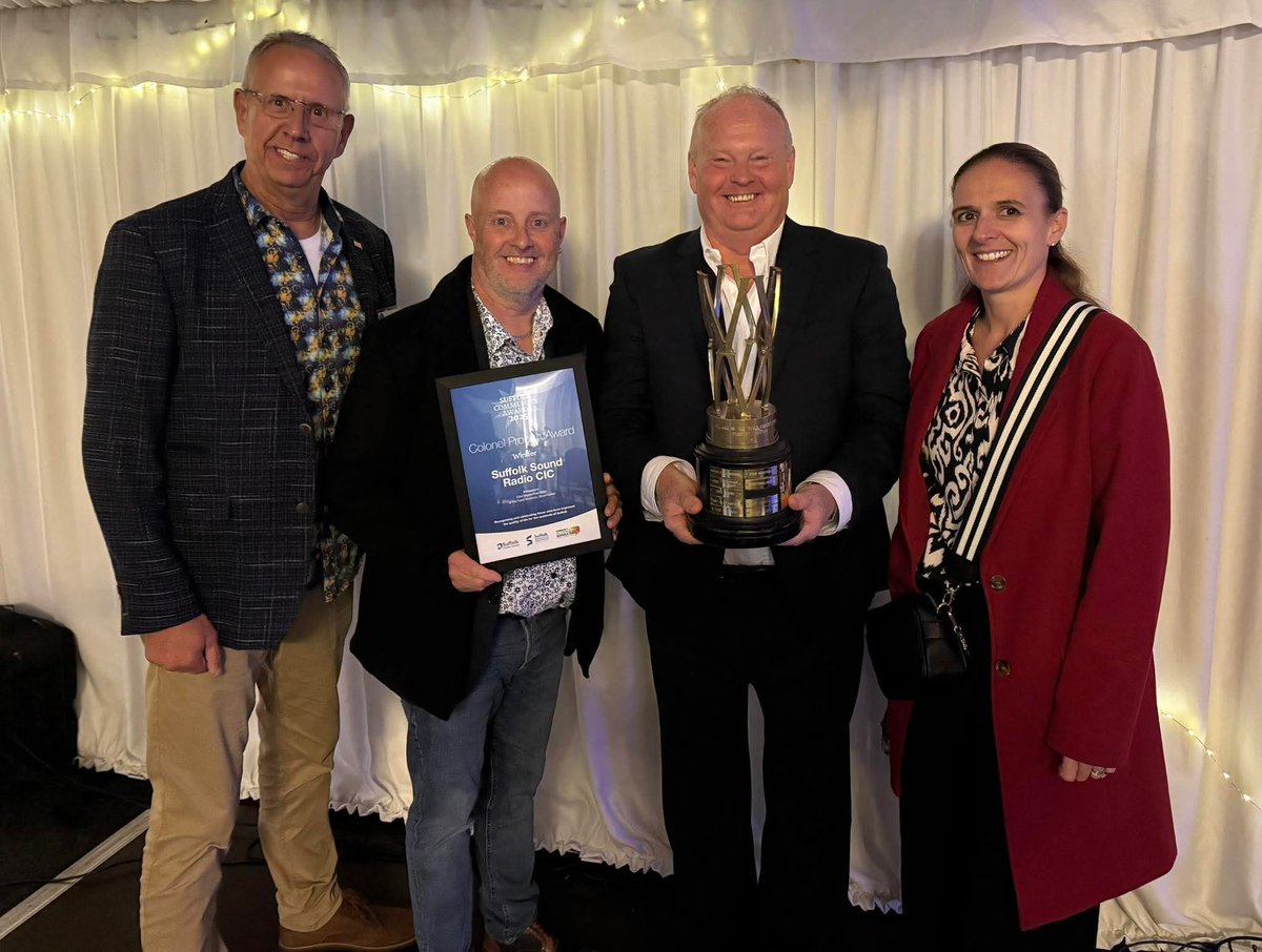 DungerRob's tweet image. Proud to have been awarded the Colonel Probert Award at this years #SuffolkCommunityAwards 

This award is in recognition of the amazing work of our @Suffolk_Sound   team and the many many organisations that we have engaged with across the county since our launch in 2023