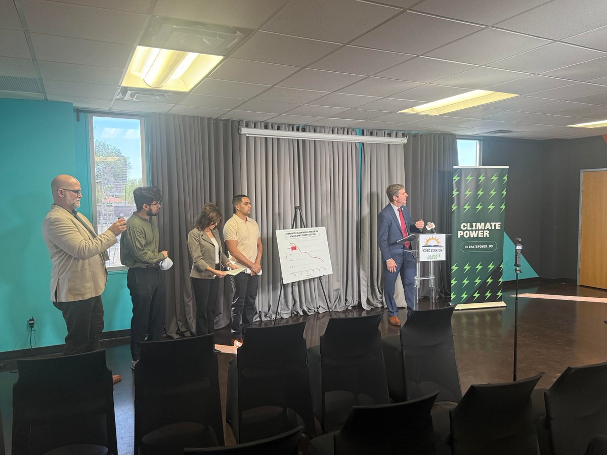 Earlier today, <a href="/RepGregStanton/">Rep. Greg Stanton</a>, Kimber Lanning of <a href="/LocalFirstAZ/">Local First Arizona</a> &amp; Ricky Villafan of IBEW 640 highlighted how AZ has lost nearly 8,000 clean energy jobs + $1.8B in investment. AZTC advocates for clean energy as part of an all-of-the-above strategy to meet demand + create jobs.