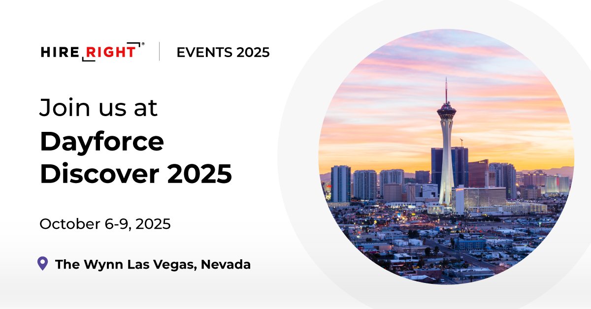 HireRight's tweet image. We’re proud to join our partner at @Dayforce Discover 2025! Stop by our booth to see how HireRight integrates seamlessly with Dayforce to help #HR leaders streamline #backgroundscreening and #hiring. 

We&apos;ll see you in Las Vegas!
