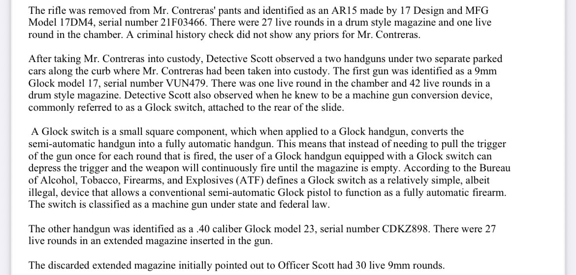 ‼️ The probable cause affidavit from his prior case suggests he also ditched a Glock with a switch under a car before he was arrested. You can’t make this up