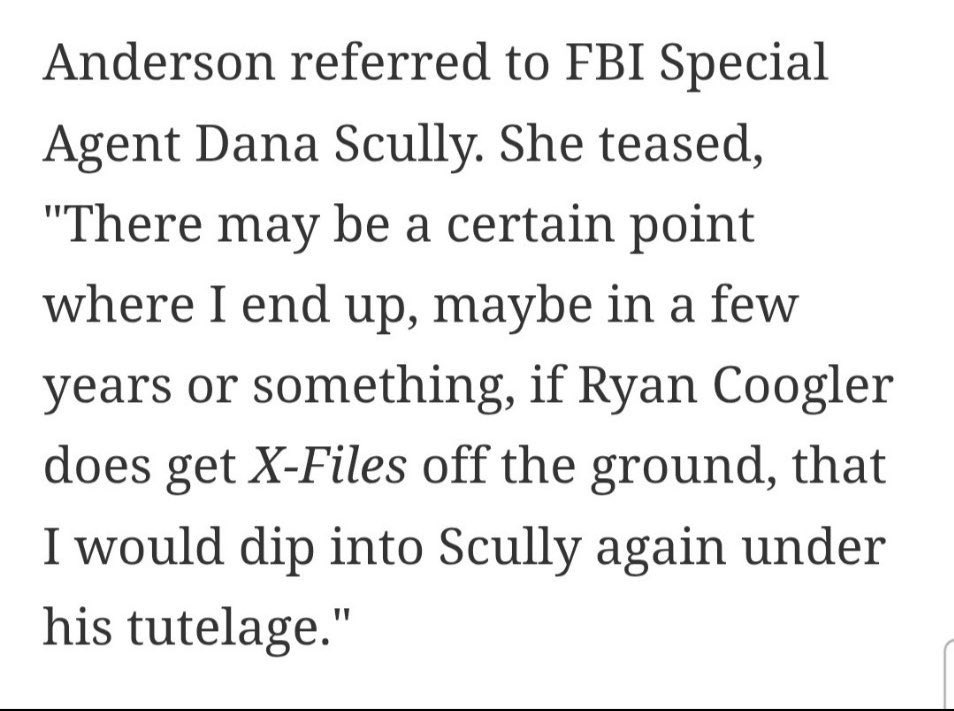 GILLIAN ANDERSON WANTING TO BE DANA SCULLY AGAIN!!!!!??!!!!! 
GIRLS WE ARE SO FUCKING BACK